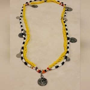 NWT Free People rhodium plated beaded necklace bohemian